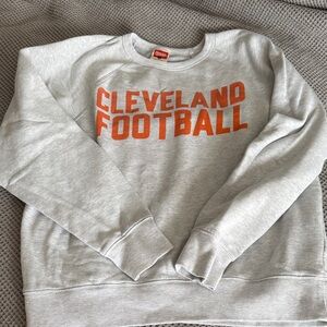 HOMAGE Gray and Orange Cleveland Football Crewneck Sweater